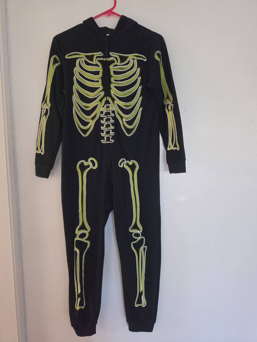 Cat & Jack Black Hooded Glow Skeleton One-Piece Footie